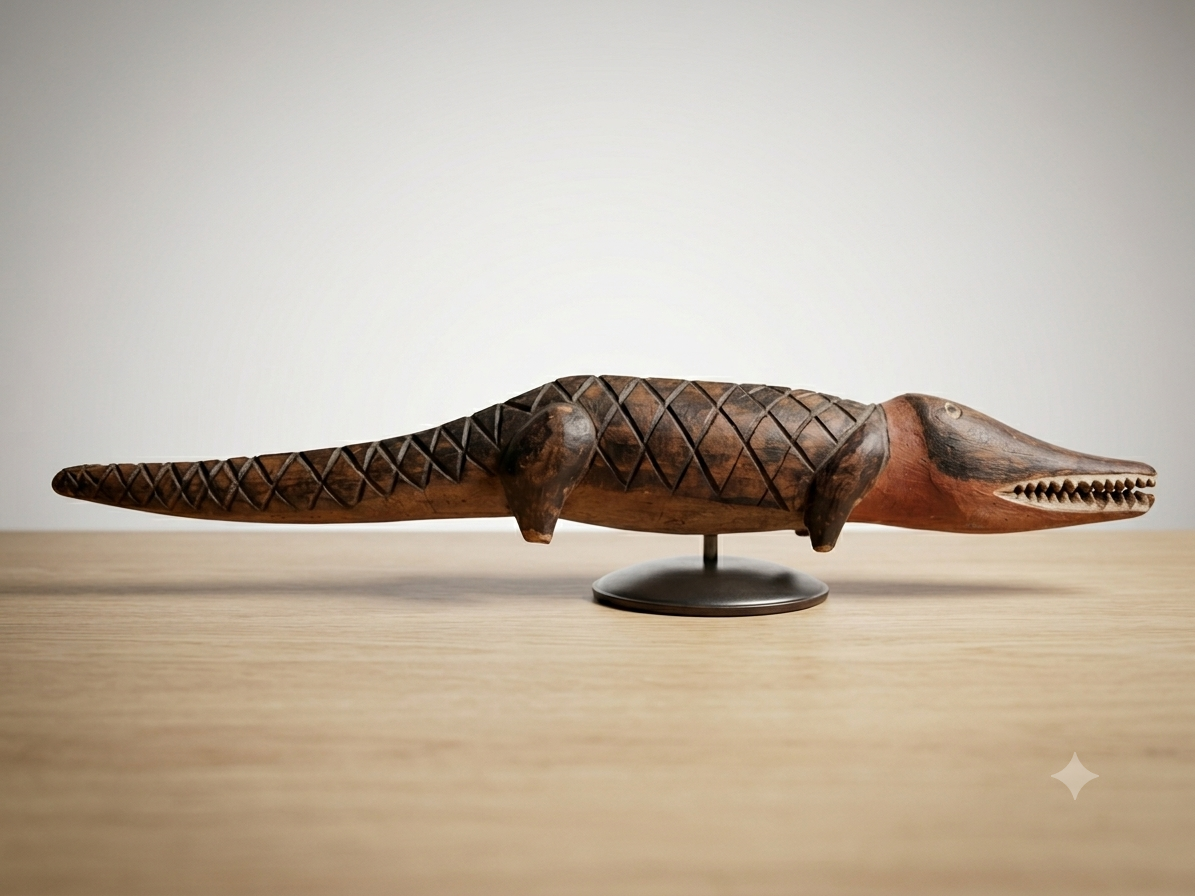 CARVED AFICAN ALLIGATOR