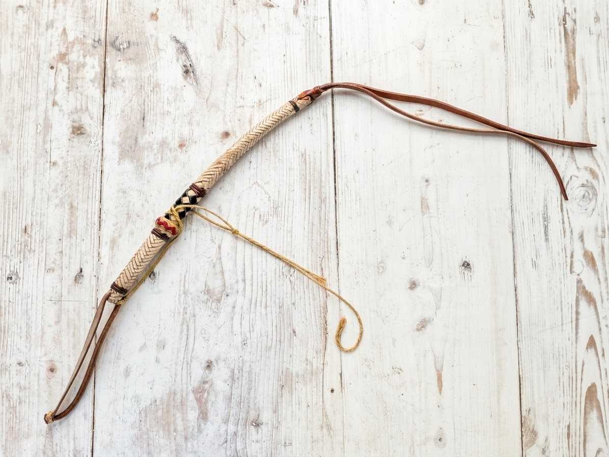 VINTAGE BRAIDED LEATHER HORSE WHIP